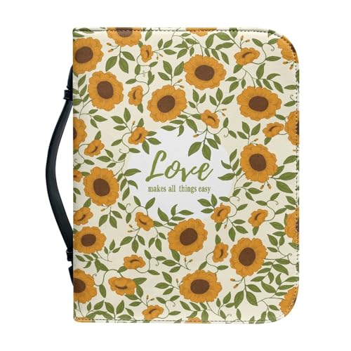 Dajingkj Gelb Blumen Bibelhülle Mit Reißverschluss Damen Personalisierte Bible Covers Leder Bibelhülle Klein Bibeltasche Bibel Buchumschlag Tasche Bibel Buch Kirche Henkeltaschen von Dajingkj