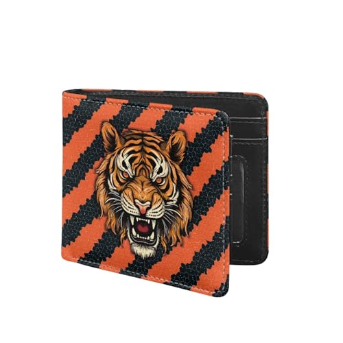 Dajingkj Geldbörse Herren Jungen Personalisierte PU Leder Portemonnaie mit Ausweisfach für Männer Einzigartiges Tiger Design Brieftasche mit Kreditkartenetui von Dajingkj