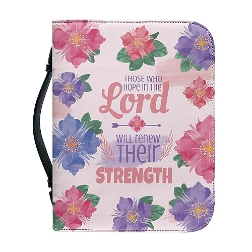 Dajingkj Pink Bibelhülle Mit Reißverschluss Herren Damen PU Leder Bibelhülle XL Groß Bibeltasche Bibel Buchumschlag Tasche Bibel Buch Kirche Henkeltaschen von Dajingkj