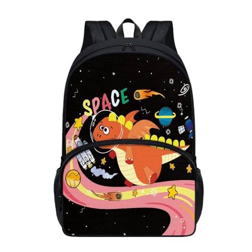 Dajingkj Rucksack für Jungen Büchertasche Teenager Mädchen Cartoon Dinosaurier im Weltraum Schultasche Umhängetasche für Grundschule Mittelschule Gymnasium für Schule und Reise von Dajingkj