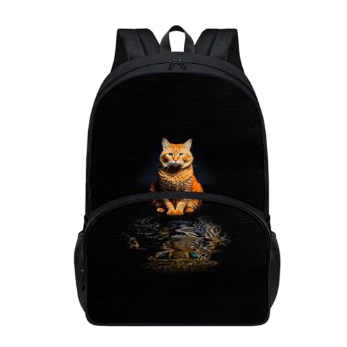 Dajingkj Schulrucksack Schwarz Teenager Jungen Mädchen Niedliche Katze Schulranzen für Grundschule Mittelschule Rucksack Büchertasche Geeignet ab der ersten Klasse der Grundschule von Dajingkj