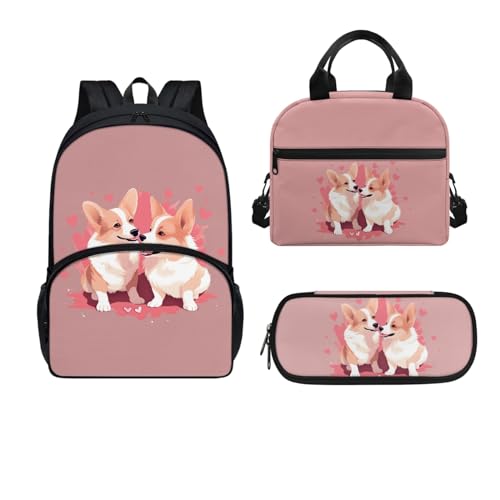 Dajingkj Schulrucksack für Jungen Mädchen Schulranzen Set für Kinder mit Lunchbag und Federmappe Rucksack Büchertasche für Teens für Grundschule Mittelschule von Dajingkj