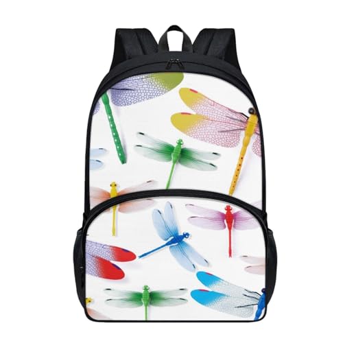 Dajingkj Schulrucksack Teenager Jungen Mädchen Bunt Libelle drucken Schulranzen für Grundschule Mittelschule Rucksack Büchertasche Geeignet ab der ersten Klasse der Grundschule von Dajingkj