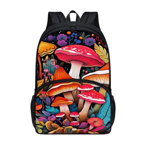 Dajingkj Schultasche Jungen Mädchen ab 1. klasse Schulrucksack Bunt Pilze Schulranzen für Grundschule Mittelschule Rucksack Büchertasche von Dajingkj