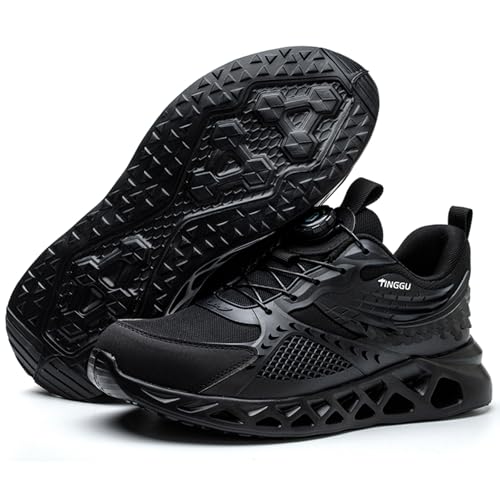 Dajingkj Sicherheitsschuhe Herren Arbeitsschuhe Damen Leicht Schwarz Atmungsaktive Trends Drehknopf Safety Shoes Anti-Smashing und Anti-Puncture Turnschuhe von Dajingkj
