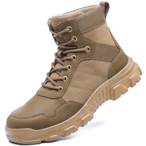 Dajingkj Sicherheitsschuhe Herren Damen Arbeitsschuhe Mittlere Spitze Schützt Knöchel Arbeitsstiefel Unisex Canvas Atmungsaktiv Bergschuhe Anti-Smashing und Anti-Puncture Turnschuhe von Dajingkj