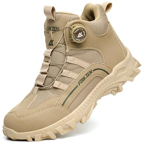 Dajingkj Sicherheitsschuhe Herren Damen Mode Drehknopf Leicht Arbeitsschuhe High-top Schutzstiefel Atmungsaktiv Schlagfeste und Durchtrittsichere Turnschuhe for Men von Dajingkj