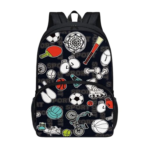 Dajingkj Sportelemente Fußball Basketball Schulrucksack Teenager Mädchen Jungen Drucken Schulranzen für Grundschule Mittelschule Rucksack Büchertasche Geeignet ab 1. Klasse von Dajingkj