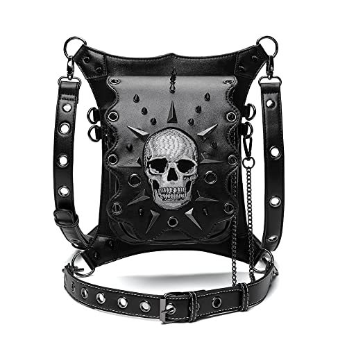 Dajingkj Steampunk Totenkopf Hüfttasche Motorrad Beintasche Messenger Bag Gothic Reisetasche Bein Hüftholster Geldbörse für Damen Herren, Black061, Einheitsgröße, Modisch von Dajingkj