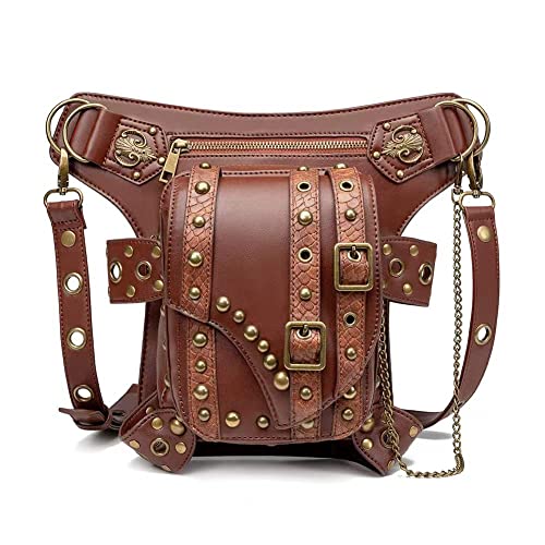 Dajingkj Steampunk Skull Hüfttasche Motorrad Beintasche Messenger Bag Gothic Reisetasche Bein Hüfte Holster Geldbörse für Damen Herren, Braun 081 (neu), Einheitsgröße, modisch von Dajingkj