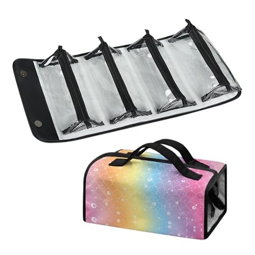 Faltbare Kulturbeutel mit Abnehmbaren Beuteln Reise-Make-up-Organizer-Tasche Damen Große Kapazität 4 in 1 Aufbewahrungstasche für Kosmetika zum Aufrollen mit Griff für Frauen von Dajingkj