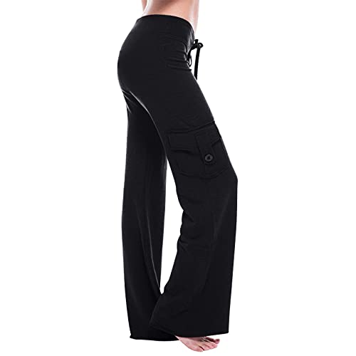 Cargohose Damen Cargo Hose Multi Taschen Jogginghose High Waist Stretch Wanderhose Sportlich Fitness Freizeithose Mode Einfarbig Trousers Locker Lässige Lange Hosen Sporthose Radlerhose von Dajowake