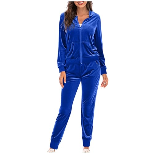 Dajowake Damen Jogginganzug 2-Teilig Trainingsanzug Goldener Samt Jogging Set Sportlich Fitness Sweatsuits Zweiteiliger Freizeitanzug Einfarbig Elegant Sportanzug Langarm Freizeit Loungewear von Dajowake
