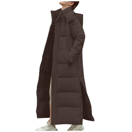 Daunenjacke Damen Warme Daunenmantel Elegant Verdickt Steppjacke mit Kapuze Puffer Winterjacke Elegant Weiche Wintermantel Lang Outdoor Mantel Leichte Casual Kuschelig Steppmantel von Dajowake