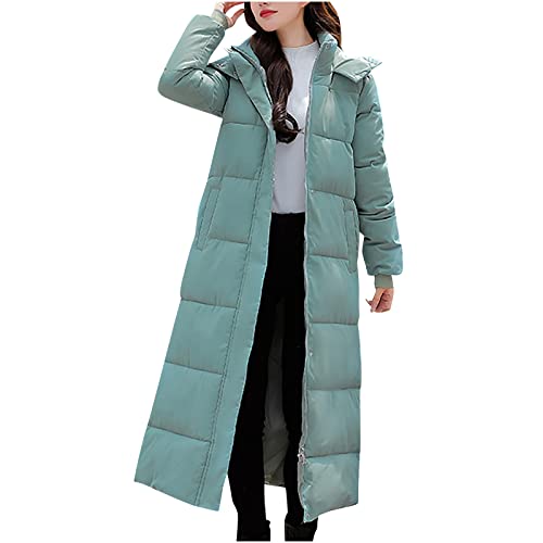 Daunenjacke Damen Warme Daunenmantel Elegant Verdickt Steppjacke mit Kapuze Puffer Winterjacke Weiche Elegant Wintermantel Lang Outdoor Mantel Leichte Casual Kuschelig Steppmantel von Dajowake