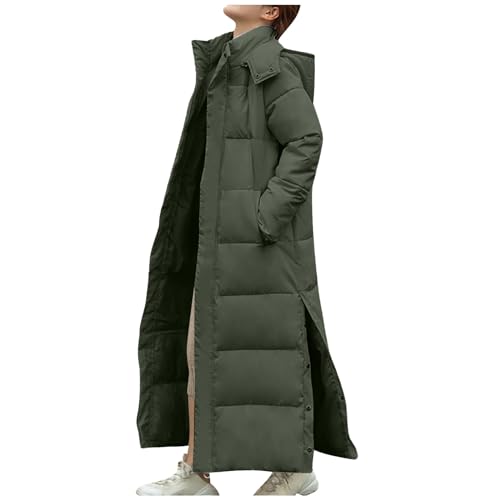 Daunenjacke Damen Warme Daunenmantel Elegant Verdickt Steppjacke mit Kapuze Puffer Winterjacke Weiche Elegant Wintermantel Lang Outdoor Mantel Leichte Casual Kuschelig Steppmantel von Dajowake