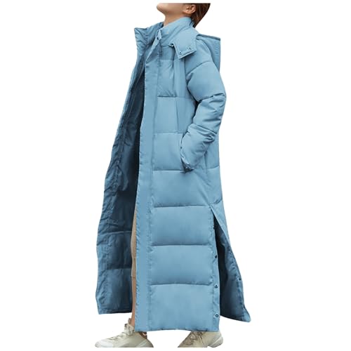 Daunenjacke Damen Warme Daunenmantel Elegant Verdickt Steppjacke mit Kapuze Puffer Winterjacke Weiche Elegant Wintermantel Lang Outdoor Mantel Leichte Casual Kuschelig Steppmantel von Dajowake