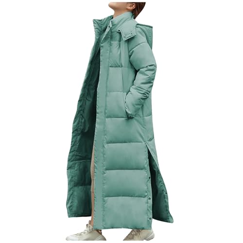 Daunenjacke Damen Warme Daunenmantel Elegant Verdickt Steppjacke mit Kapuze Puffer Winterjacke Weiche Elegant Wintermantel Lang Outdoor Mantel Leichte Casual Kuschelig Steppmantel von Dajowake
