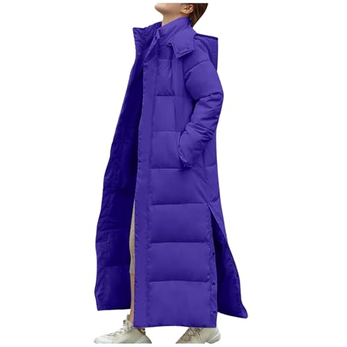 Daunenjacke Damen Warme Daunenmantel Elegant Verdickt Steppjacke mit Kapuze Puffer Winterjacke Weiche Elegant Wintermantel Lang Outdoor Mantel Leichte Casual Kuschelig Steppmantel von Dajowake