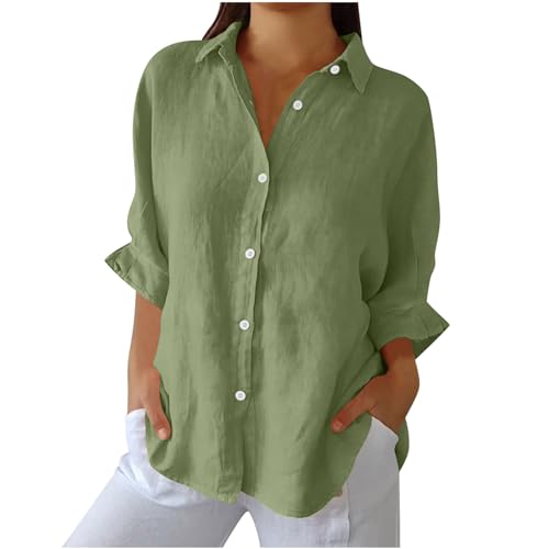Hemdbluse Damen 3/4 Ärmel Bluse Frauen V-Ausschnitt Oberteil Einfarbig Damenblusen Mit Knöpfe Elegant Longbluse Locker Casual Blusenshirt Puffärmel Arbeitsshirt Dünner Langes Hemd Hemdbluse Damen 3/4 Ärmel Bluse Frauen V-Ausschnitt Oberteil Einfarbig Damenblusen Mit Knöpfe Elegant Longbluse Locker Casual Blusenshirt Puffärmel Arbeitsshirt Dünner Langes Hemd von Dajowake