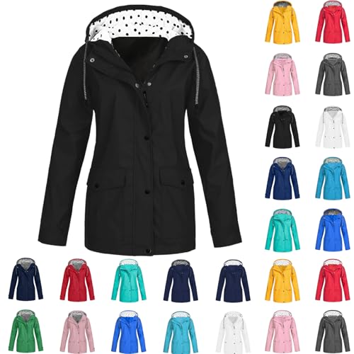 Regenjacke Damen Jacken Wasserdicht Regenmantel Winddichter Atmungsaktiv Regenparka Mütze Leichte Dünne Windbreaker Übergangsjacke Windjacke Trenchcoat Wandern Mountaineering Outdoorjacke Regenjacke Damen Jacken Wasserdicht Regenmantel Winddichter Atmungsaktiv Regenparka Mütze Leichte Dünne Windbreaker Übergangsjacke Windjacke Trenchcoat Wandern Mountaineering Outdoorjacke von Dajowake