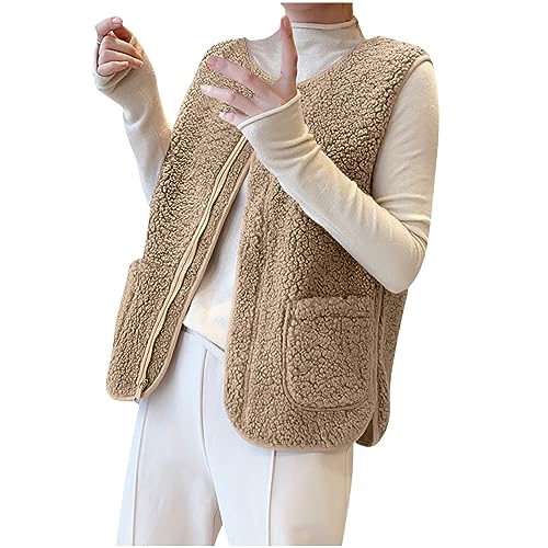 Teddy Fleece Weste Damen Fleeceweste Autumns Winter Laufweste Ärmellos Westen Warm Einfarbig Teddyweste Kurz Knöpfe Fellweste Trachtenweste Bequeme Damenweste Pelzjacke mit Taschen Teddy Fleece Weste Damen Fleeceweste Autumns Winter Laufweste Ärmellos Westen Warm Einfarbig Teddyweste Kurz Knöpfe Fellweste Trachtenweste Bequeme Damenweste Pelzjacke mit Taschen von Dajowake