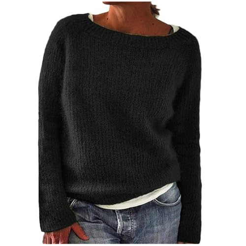Winterpullover Damen Norweger Pullover Casual Sweatshirt mit Aufdruck Gestrickter Mode Strickpulli Autumn Winter Sweater Langarm Warme Strickpullover Elegant Wollpulli kuschel Pulli von Dajowake