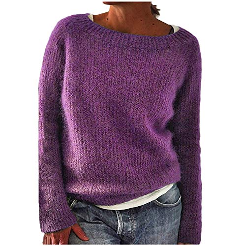 Winterpullover Damen Norweger Pullover Casual Sweatshirt mit Aufdruck Gestrickter Mode Strickpulli Autumn Winter Sweater Langarm Warme Strickpullover Elegant Wollpulli kuschel Pulli von Dajowake