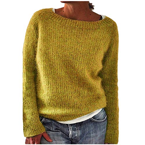 Winterpullover Damen Norweger Pullover Casual Sweatshirt mit Aufdruck Gestrickter Mode Strickpulli Autumn Winter Sweater Langarm Warme Strickpullover Elegant Wollpulli kuschel Pulli von Dajowake
