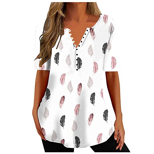 beliebte Marken Damen Kurzarm Bluse Elegant V-Ausschnitt T-Shirts Lässig Tunika Oberteil Sommer Knopfleiste Frauenshirt Schön Blumen Druck Shirt Plissiertes Hemd beliebte Marken Damen Kurzarm Bluse Elegant V-Ausschnitt T-Shirts Lässig Tunika Oberteil Sommer Knopfleiste Frauenshirt Schön Blumen Druck Shirt Plissiertes Hemd von Dajowake