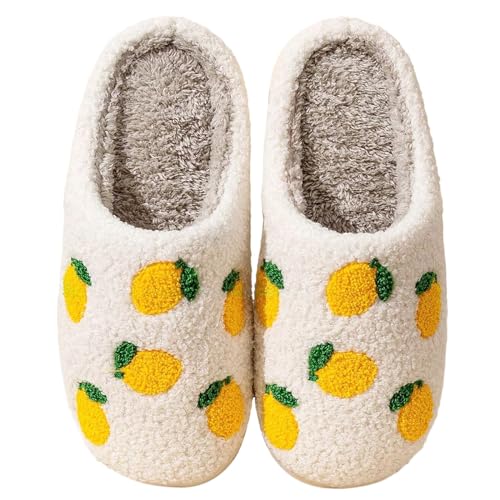 DakinFu Cute Retro Lemon Slippers Winter Memory Foam Warm Slippers For Women Men Fuzzy Plush Home Bedroom House Shoes Lemon 39-40 DakinFu Cute Retro Lemon Slippers Winter Memory Foam Warm Slippers For Women Men Fuzzy Plush Home Bedroom House Shoes Lemon 39-40 von DakinFu