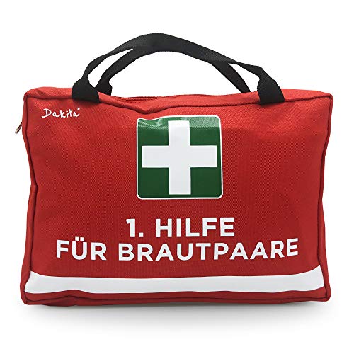 Dakita Erste Hilfe Tasche für Brautpaare – Lustiges Hochzeitsgeschenk oder Geldgeschenk zum Start in die Ehe – 28×18×8 cm – rot – ohne Inhalt von Dakita