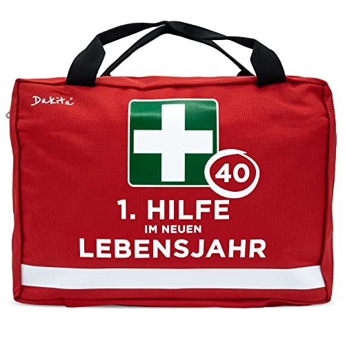 Dakita Erste Hilfe Tasche zum 40. Geburtstag – Lustiges Geschenk für Männer & Frauen – 28×18×8 cm – rot, ohne Inhalt von Dakita