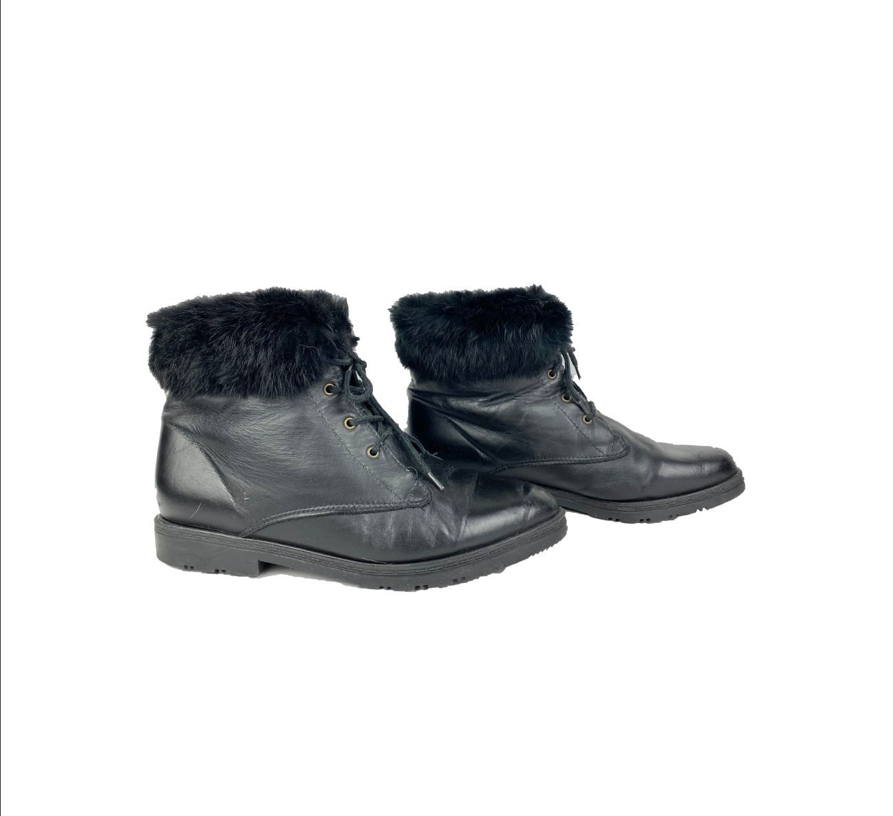 Schwarze Ankle Boots | 80Er Fell Leder Schnür Schwarze Ankle Boots | 80Er Fell Leder Schnür von DakodaCo