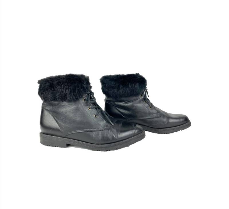 Schwarze Ankle Boots | 80Er Fell Leder Schnür Schwarze Ankle Boots | 80Er Fell Leder Schnür von DakodaCo