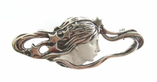 Brosche Frauenkopf 925 Silber Stil Alphonse Mucha von Dakota House