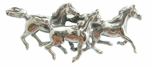 Brosche Pferde 925 Silber hochwertige Ausführung im Art Deco Stil von Dakota House