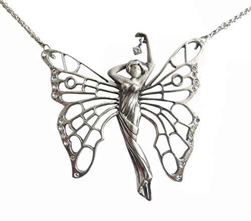Halskette 925 Silber Kristall Jugendstil Damen geflügelte Frau von Dakota House