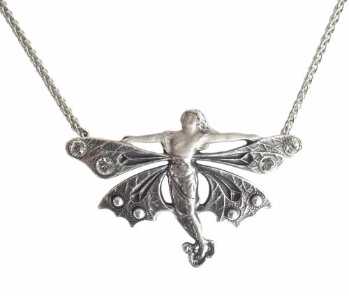 Halskette geflügelte Frau 925 Silber Jugendstil von Dakota House