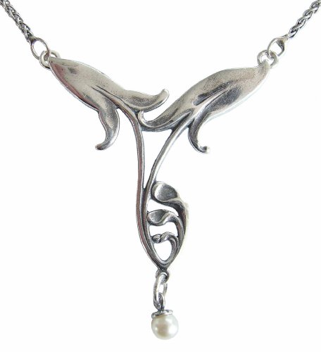 Halskette Lilien 925 Silber Perle Jugendstil von Dakota House