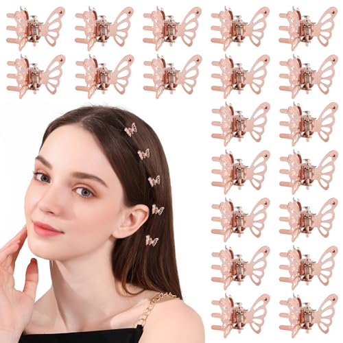 Dalababa 20 Stück Schmetterling Haarklammer, Mini Metall Haarspange Klein Haarkralle Haarklammern für Mädchen und Frauen - Roségold von Dalababa