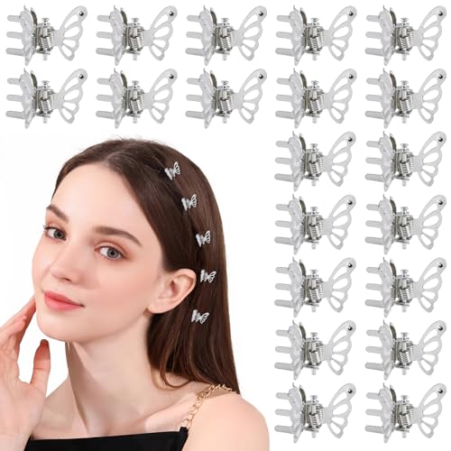 Dalababa 20 Stück Schmetterling Haarklammer, Mini Metall Haarspange Klein Haarkralle Haarklammern für Mädchen und Frauen - Silber von Dalababa