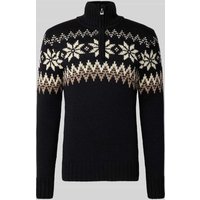 Dale of Norway Norwegerpullover mit Troyer-Kragen aus Woll-Mix Modell 'Myking' in Black, Größe M von Dale of Norway