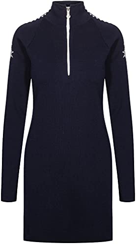 Dale of Norway W Geilo Dress Blau - Merino Weiches bequemes Damen Merino Strickkleid, Größe XL - Farbe Navy - Offwhite von Dale of Norway