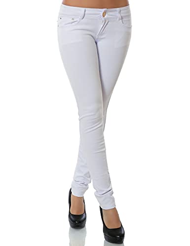 Daleus Damen Hose Treggings Skinny Röhre No 13011, Weiß, 36 von Daleus