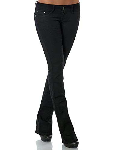 Daleus Damen Schlag Jeans Hose (Schlaghose) No 13962, Schwarz , 36 von Daleus