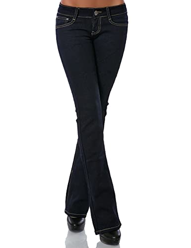 Damen Boot-Cut Jeanshose Stretch Jeans Denim DA 13510 Farbe Navy Größe S / 36 von Daleus
