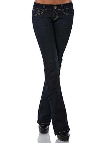 Damen Boot-Cut Jeanshose Stretch Jeans Denim DA 13510 Farbe Navy Größe XS / 34 von Daleus