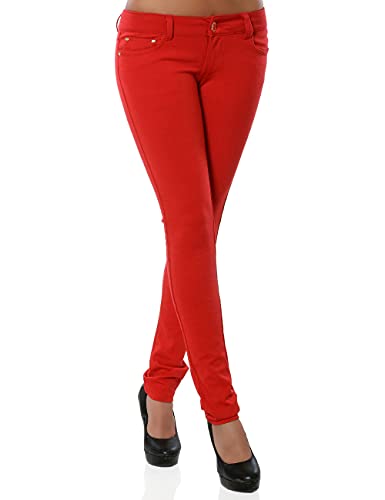 Damen Hose Treggings Skinny Röhre Stretch DA 13011 Farbe Rot Größe XS / 34 von Daleus