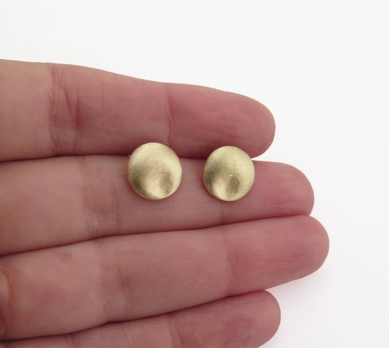 14K Gold Ohrringe, Ohrstecker, Kreis Ohrringe Aus Massivem Gold, Runde Perlen Goldperlen Vollkreis von DaliaShamirJewelry